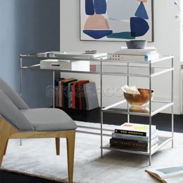 Bartlett Silver Detailed Glass Desk