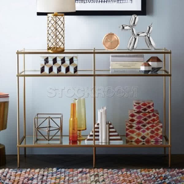 Bartlett Brass Detailed Glass Console