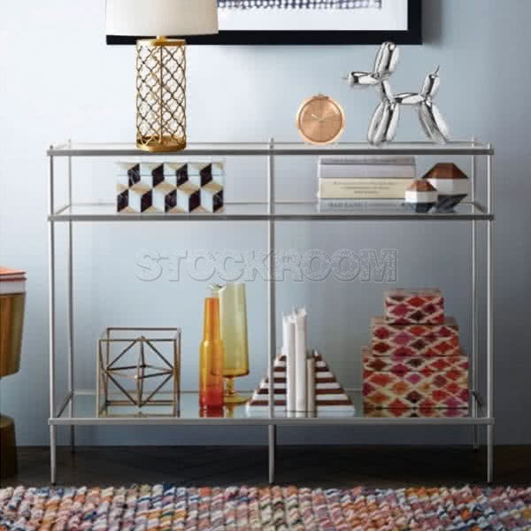 Bartlett Silver Detailed Glass Console