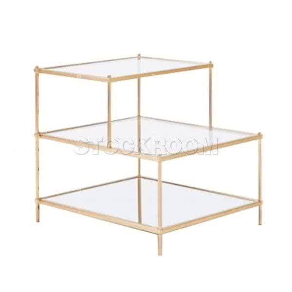 Sylvie Style Glass Stepping Shelf and Side Table