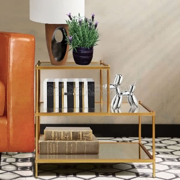 Sylvie Style Glass Stepping Shelf and Side Table