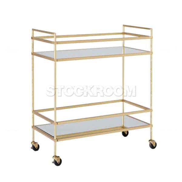 Bartlett Brass Detailed Glass Bar Cart