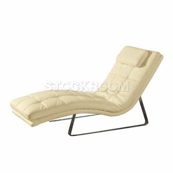 Ettore Leather Chaise Lounge Chair with Steel Frame