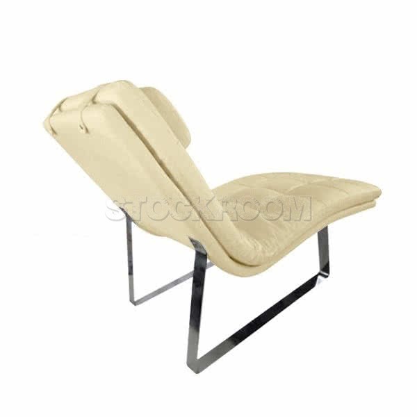 Ettore Leather Chaise Lounge Chair with Steel Frame