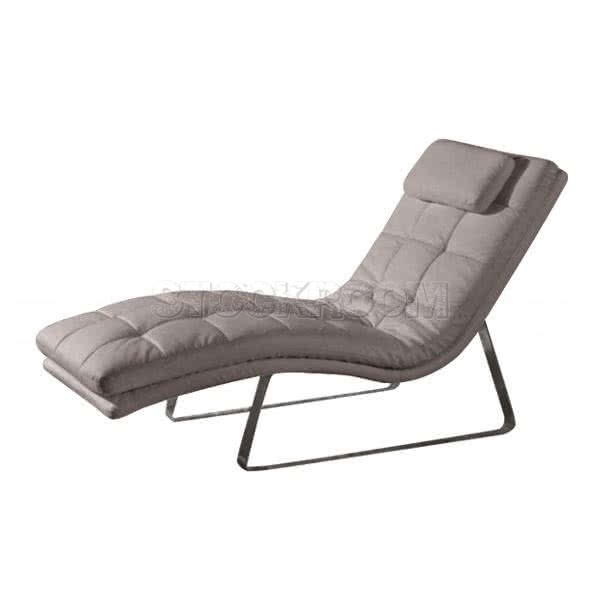 Ettore Leather Chaise Lounge Chair with Steel Frame