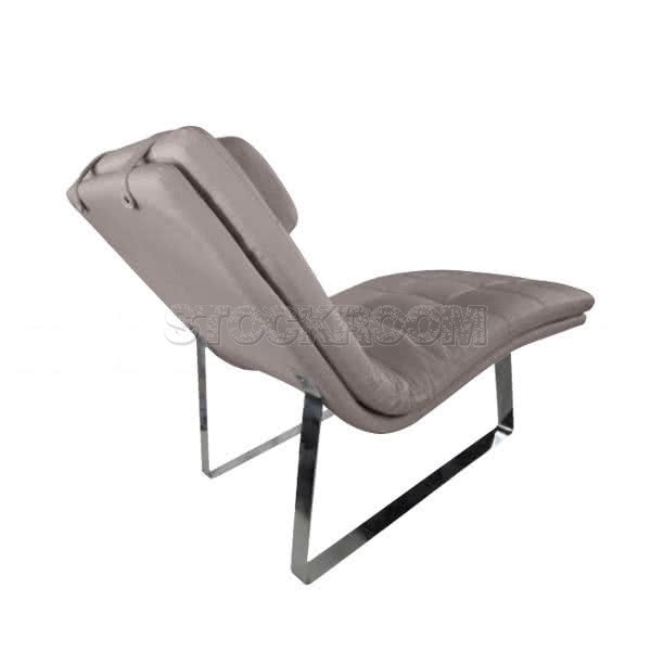 Ettore Leather Chaise Lounge Chair with Steel Frame