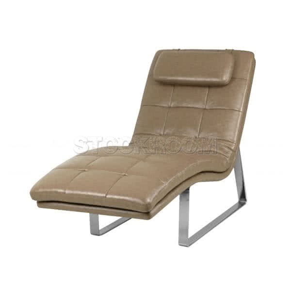 Ettore Leather Chaise Lounge Chair with Steel Frame