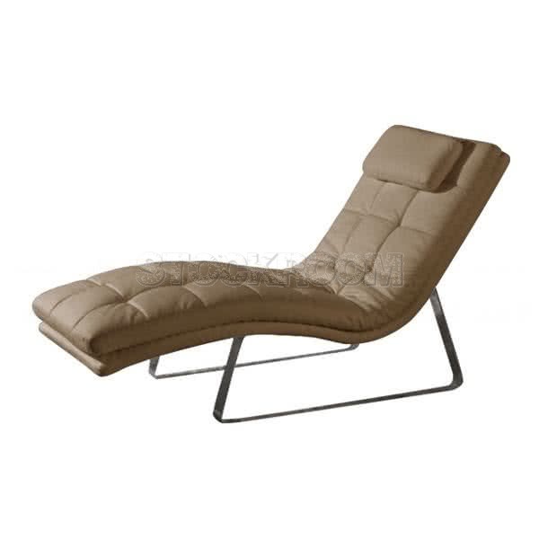 Ettore Leather Chaise Lounge Chair with Steel Frame