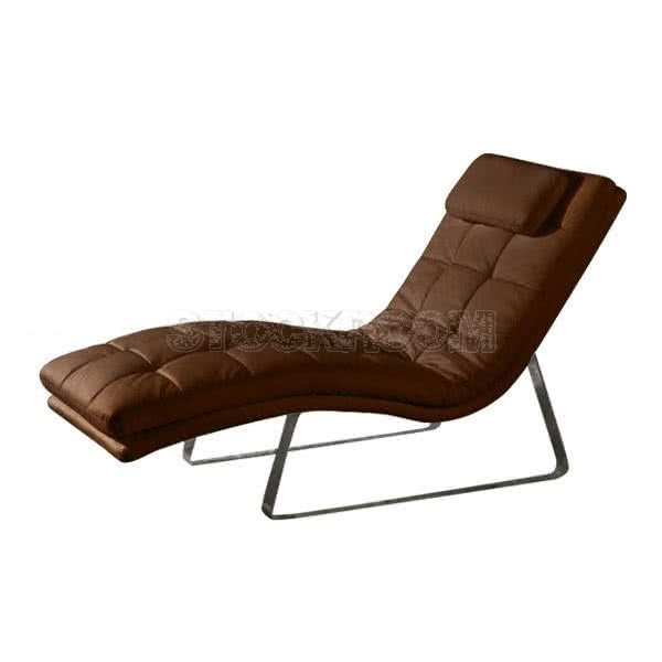 Ettore Leather Chaise Lounge Chair with Steel Frame