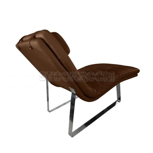 Ettore Leather Chaise Lounge Chair with Steel Frame