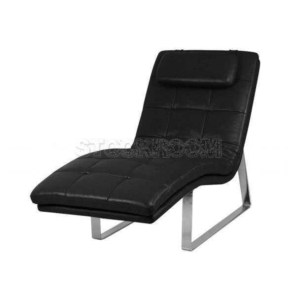 Ettore Leather Chaise Lounge Chair with Steel Frame