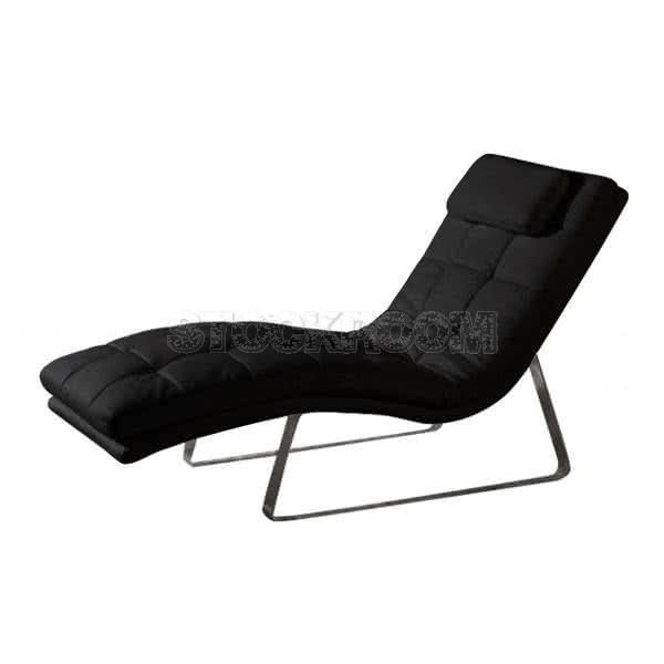 Ettore Leather Chaise Lounge Chair with Steel Frame