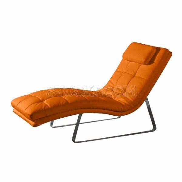 Ettore Leather Chaise Lounge Chair with Steel Frame