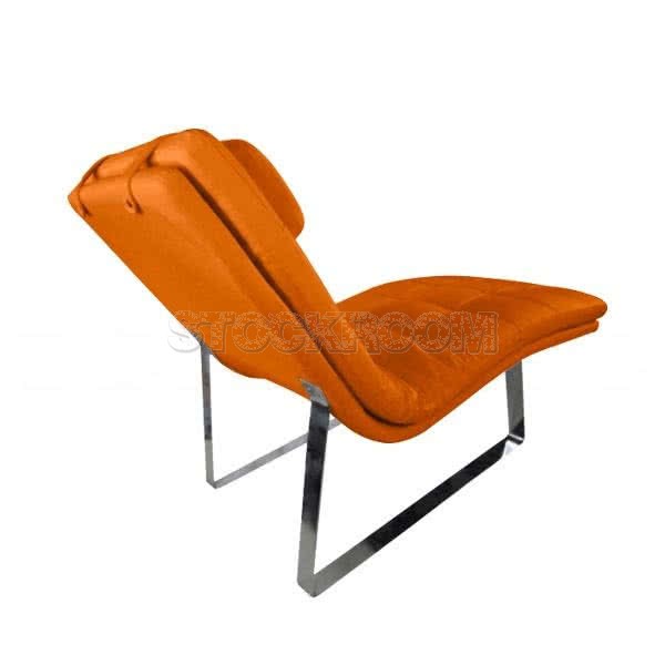 Ettore Leather Chaise Lounge Chair with Steel Frame