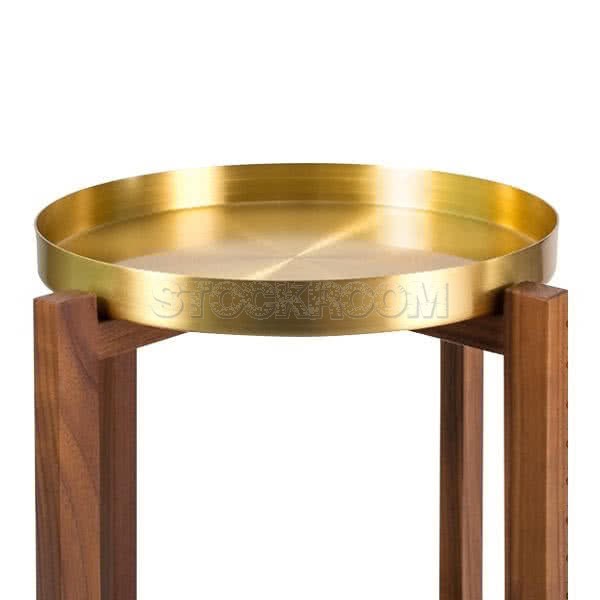 Arnaud Brass Side and Accent Table - Walnut Finish