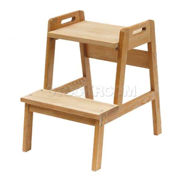 Papillon Solid Oak Small Stepping Ladder Side Table and Stool