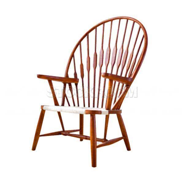 Peacock Style Armchair - Walnut Finish