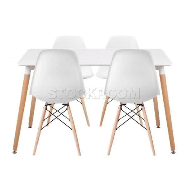 Rectangle Dining Table and Stockroom Birch Dsw Style Dining Chair Combo Set - White