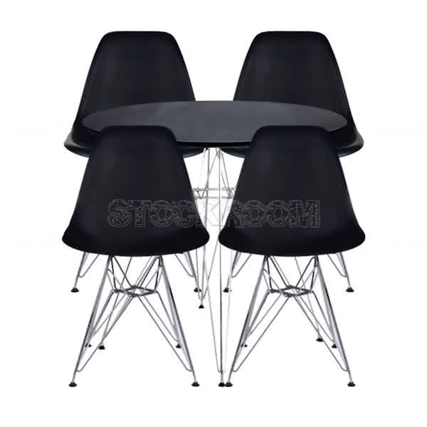 Stockroom Eiffel Round Dining Table and Stockroom Eiffel Dsr Dining Chair Combo Set - Black