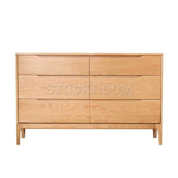 Martin Solid Oak Wood Chest of 6 Drawers