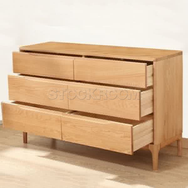 Martin Solid Oak Wood Chest of 6 Drawers