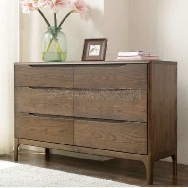 Martin Solid Oak Wood Chest of 6 Drawers