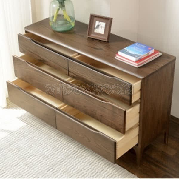 Martin Solid Oak Wood Chest of 6 Drawers