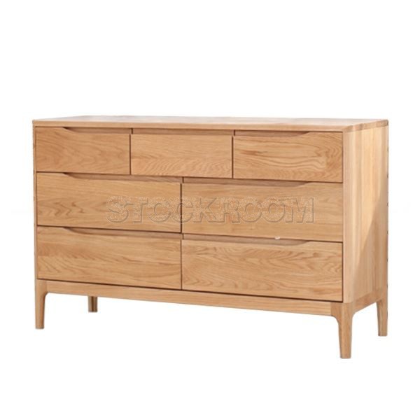 Martin Solid Oak Wood Chest of 7 Drawers