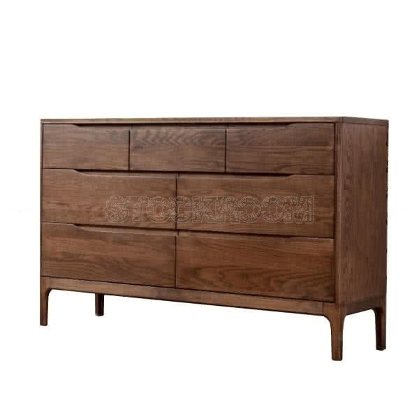 Martin Solid Oak Wood Chest of 7 Drawers