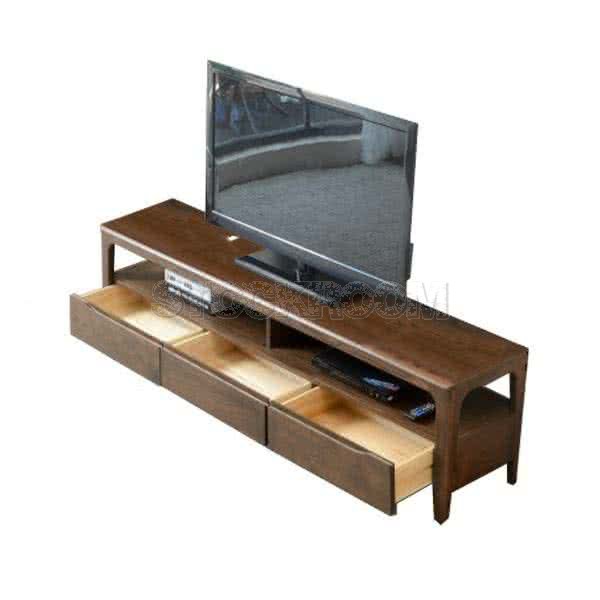 EVERETT SOLID WOOD TV CABINET & MEDIA UNIT - OAK - MORE SIZES