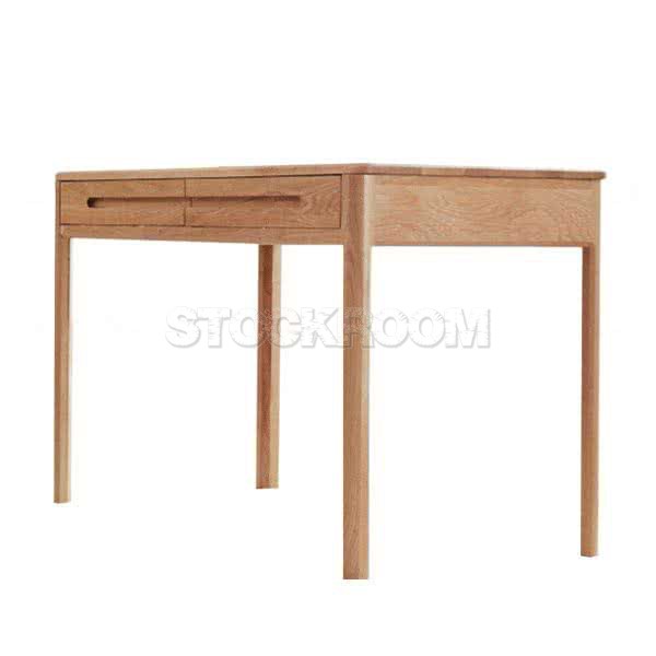 Annika Solid Wood Desk with Drawers - Oak 