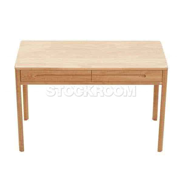 Annika Solid Wood Desk with Drawers - Oak 