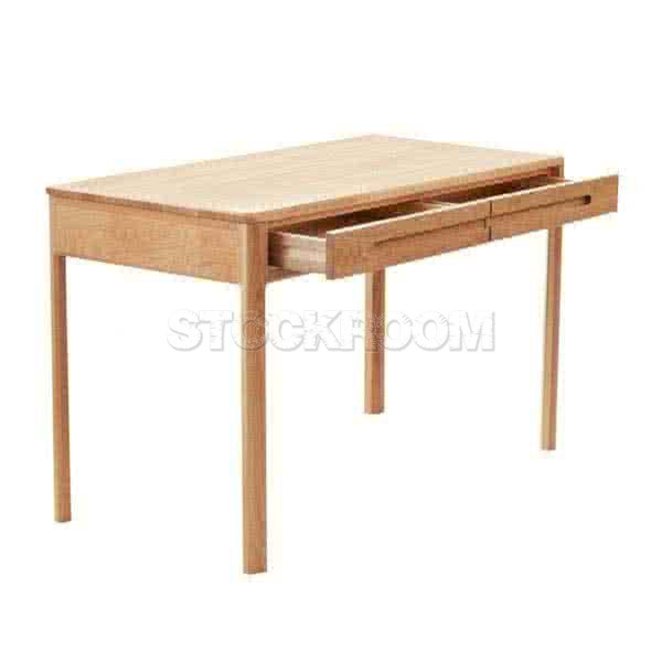 Annika Solid Wood Desk with Drawers - Oak 