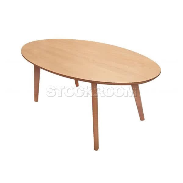 Amos Oval Shaped Wood Coffee Table 