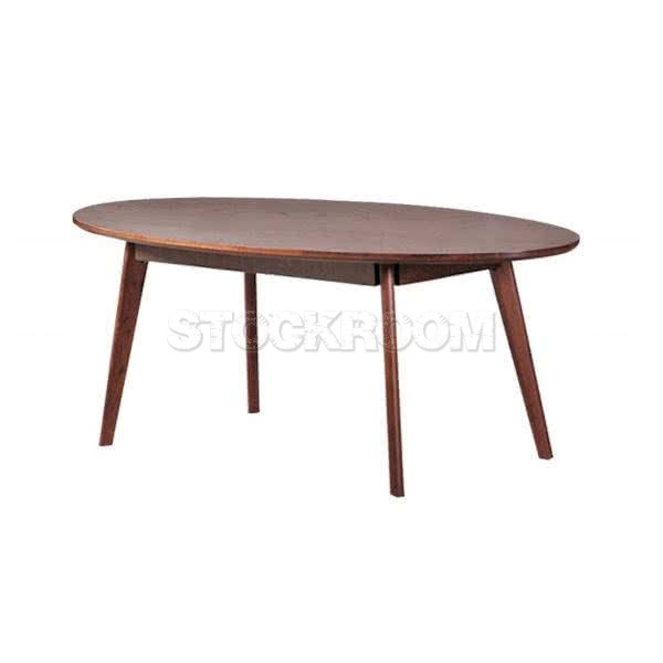 Amos Oval Shaped Wood Coffee Table 