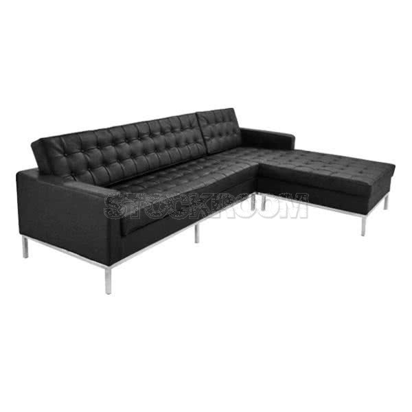 Florence Knoll Style Leather Sofa - L Shape