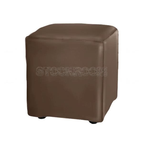 Stockroom Mini Cake Leather Ottoman - Square