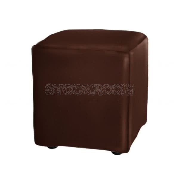 Stockroom Mini Cake Leather Ottoman - Square