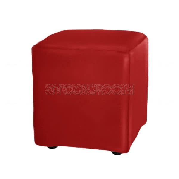 Stockroom Mini Cake Leather Ottoman - Square