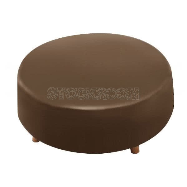 Stockroom Biggie Cake Leather Ottoman - Round