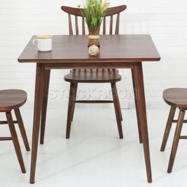 Milo Solid Wood Square Table - Oak Finish