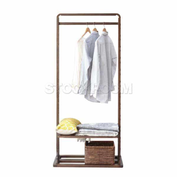 Rhys Solid Wood Hanging Clothes Rack - Walnut Finish