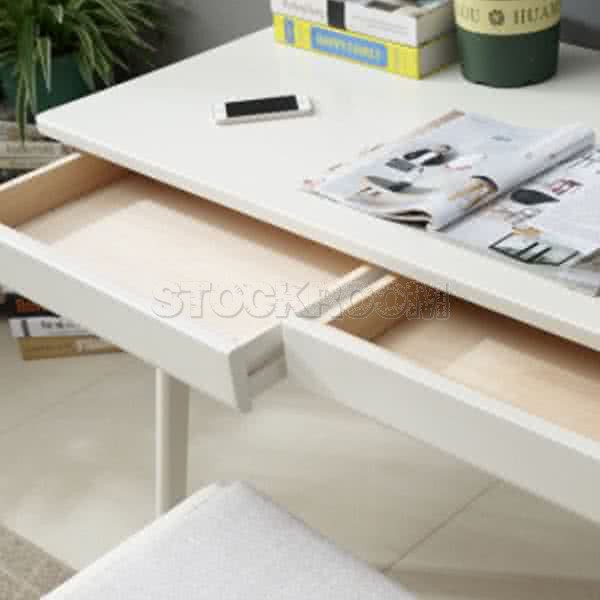 Vilma Ivory White Solid Wood Desk