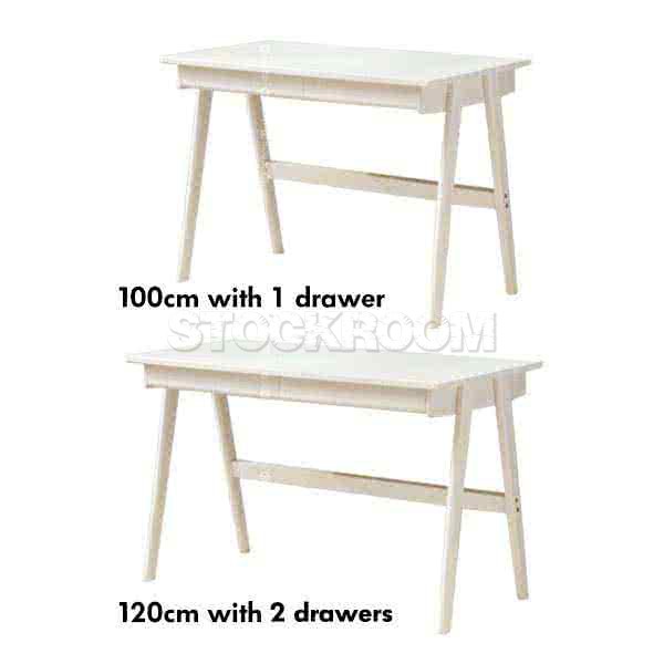 Vilma Ivory White Solid Wood Desk