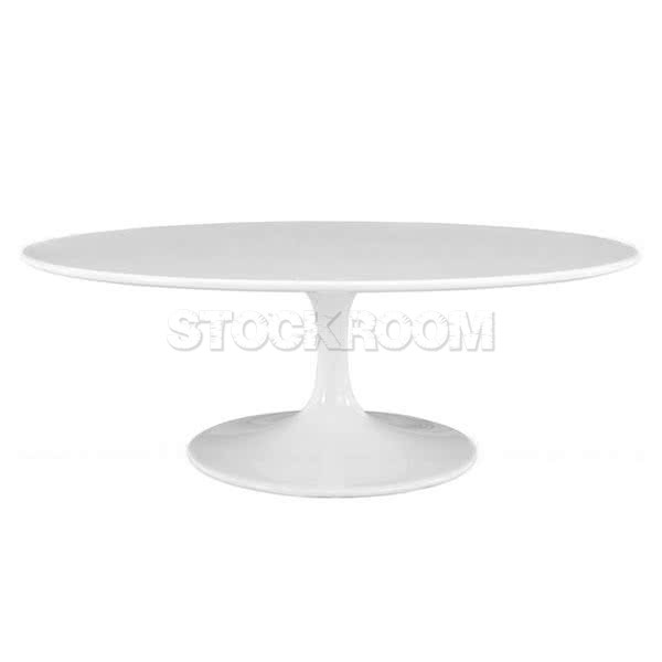 Tulip Style Oval White Coffee Table