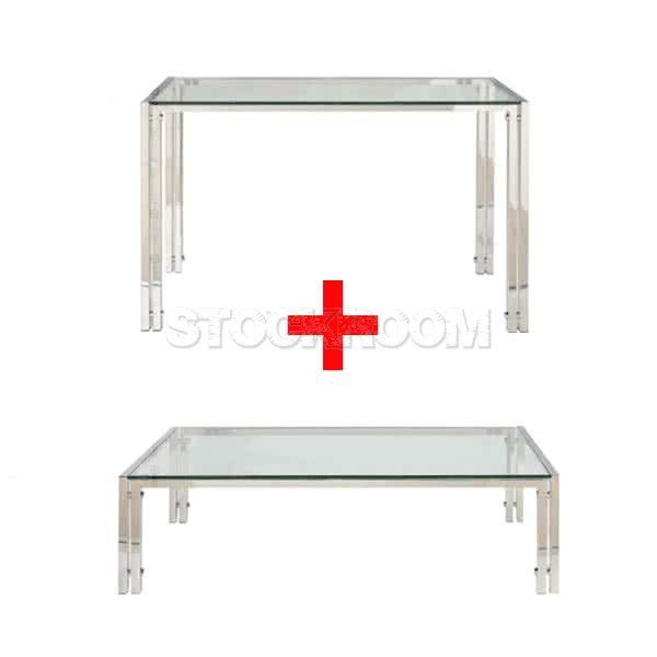 Berto Glass Coffee Table and Console Table Combo Set