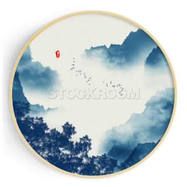 Stockroom Artworks - Circle Canvas Wall Art - Mountains and Trees - More Sizes
