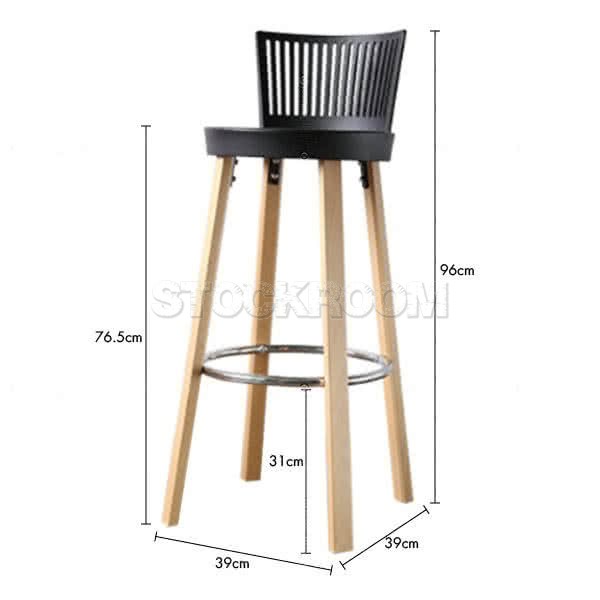 Cornett Barstool with Wood Legs