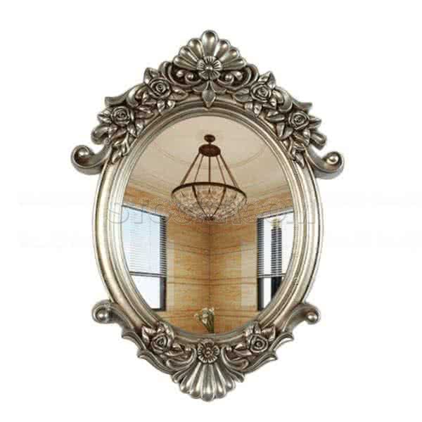 Normandy Floral Ornamental Classical Frame Accent Mirror - Antique Silver
