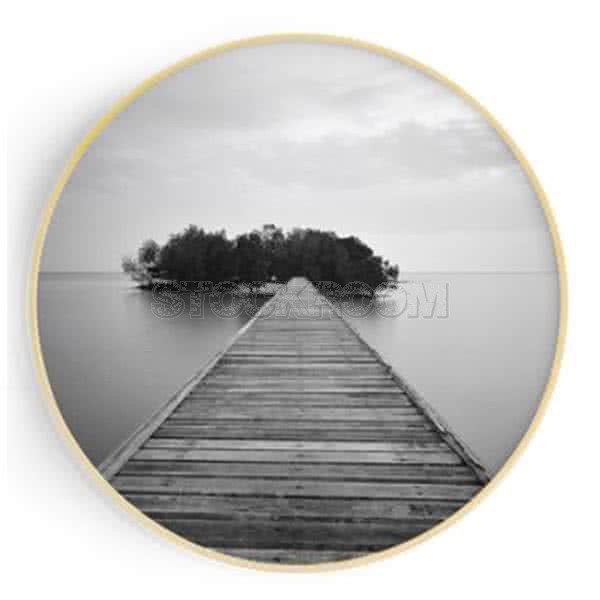 Stockroom Artworks - Circle Canvas Wall Art - Monochrome Bridge - More Sizes